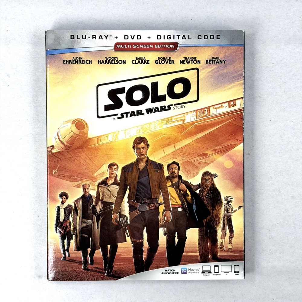 Solo: Star Wars Blu-ray DVD / Solo Starwars Story Movie / Like New